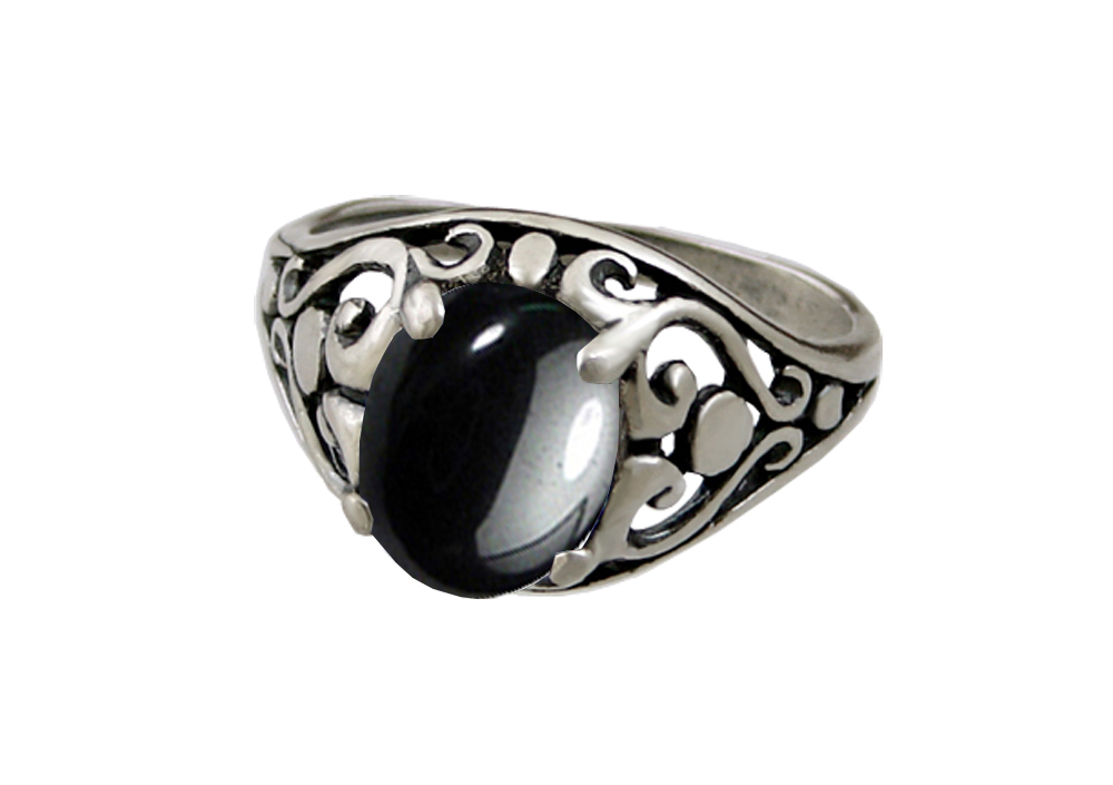 Sterling Silver Filigree Heart Ring With Hematite Size 7 Sterling Silver Filigree Heart Ring With Hematite Size 7